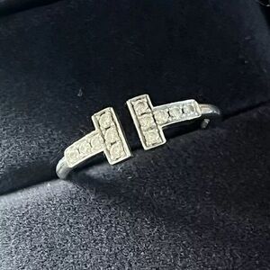 Tiffany T wire diamond 18k ring sized 5 3/4